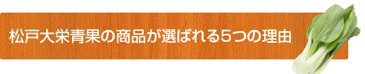 松戸大栄青果が選ばれる5つの理由