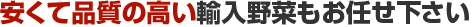 安くて品質の高い輸入野菜もお任せ下さい